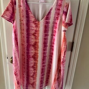 Vibrant Pink and Orange Tie-Dye Women's Top